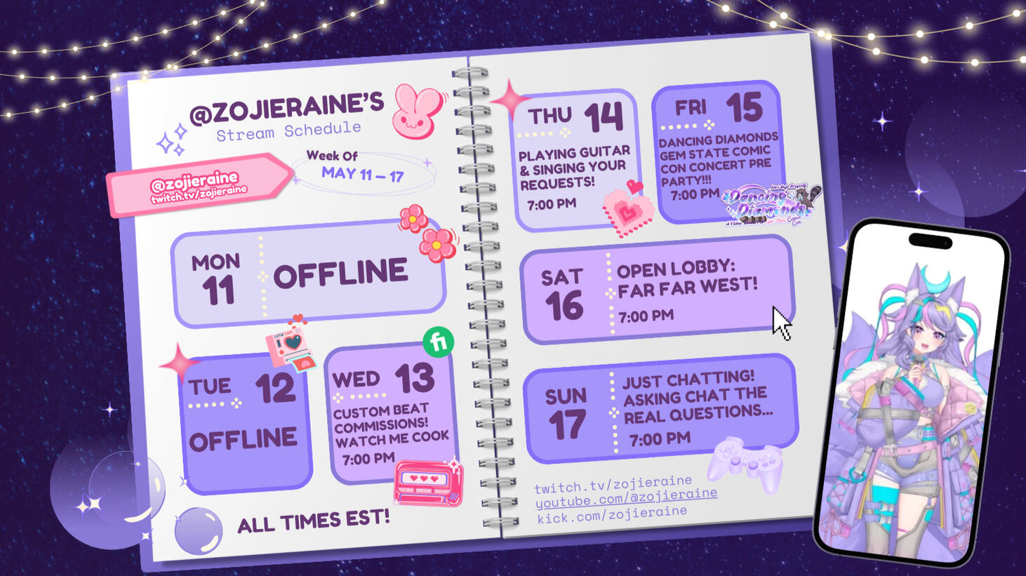 Streaming Schedule Streaming Schedule for Zojie Raine